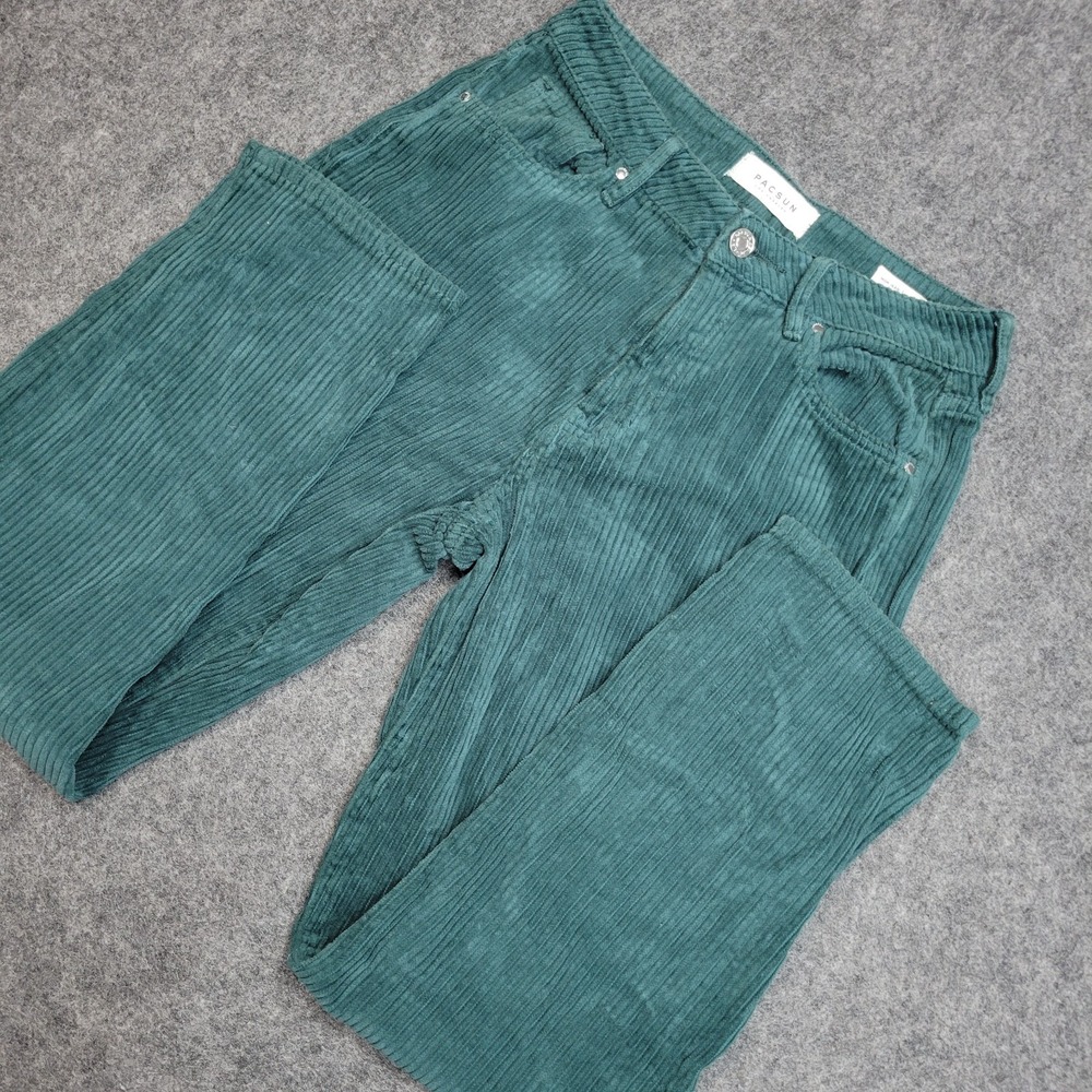 Pacsun Mom Jeans Womens 24 Green Corduroy Boho Streetwear Straight Nerd 90s